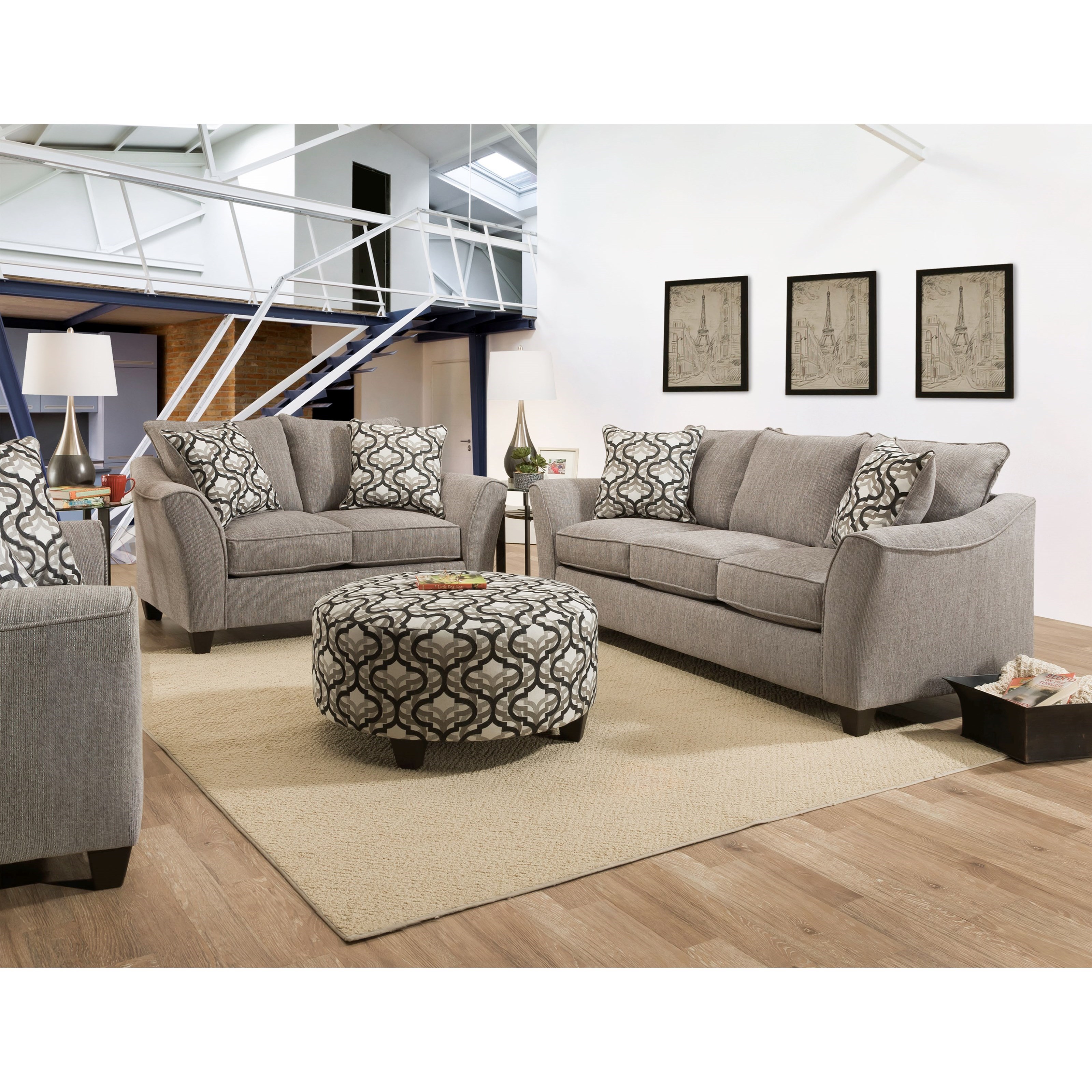Round loveseat clearance with ottoman